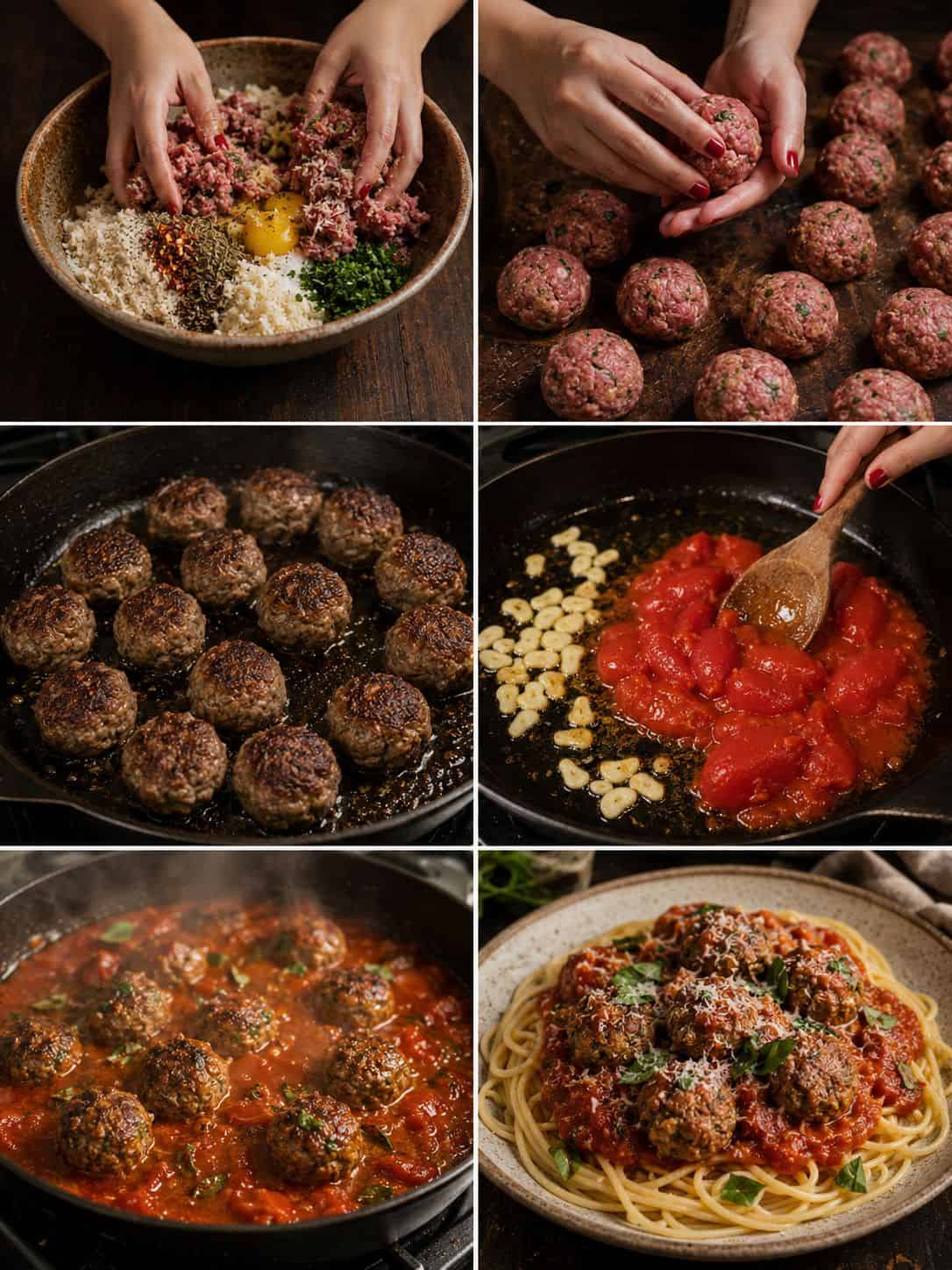 Gluten-Free Meatballs in Tomato Sauce Pasta (45 Minutes) Making gluten-free meatballs and tomato sauce step by step