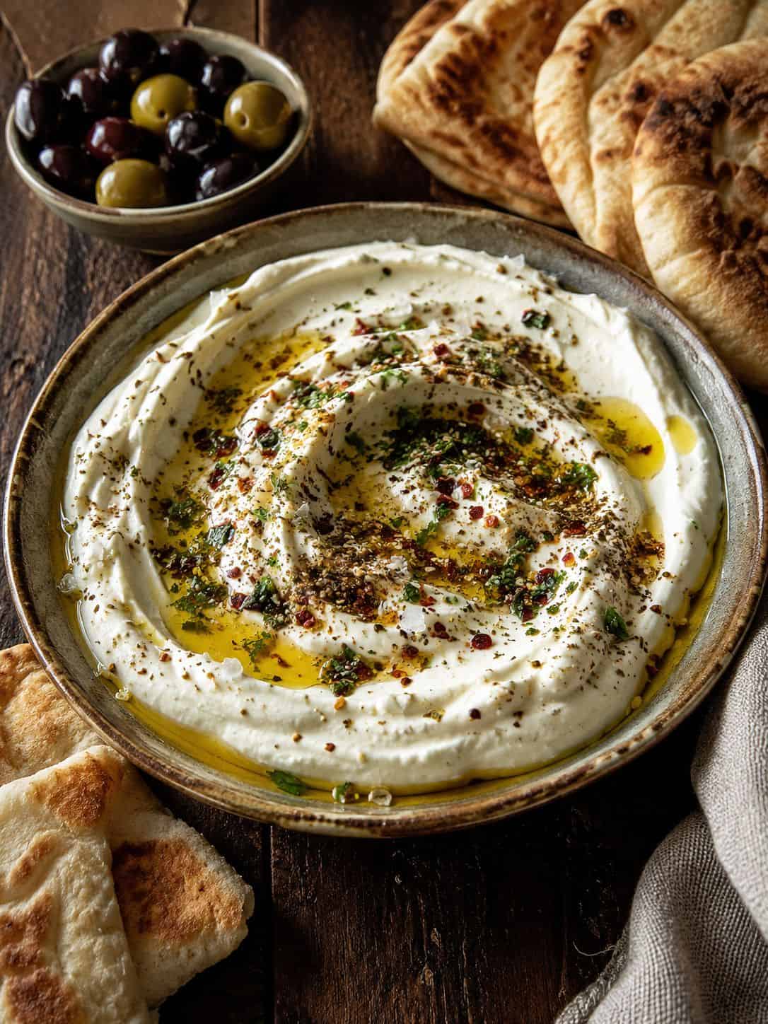 Homemade Labneh Recipe: 2 Ingredients, Thick and Tangy Labneh with toppings ready for serving
