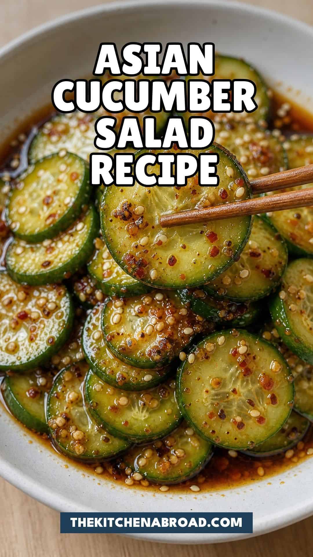 Asian Cucumber Salad Recipe with Korean Flavors Asian cucumber salad recipe with Korean gochugaru dressing and sesame seeds.