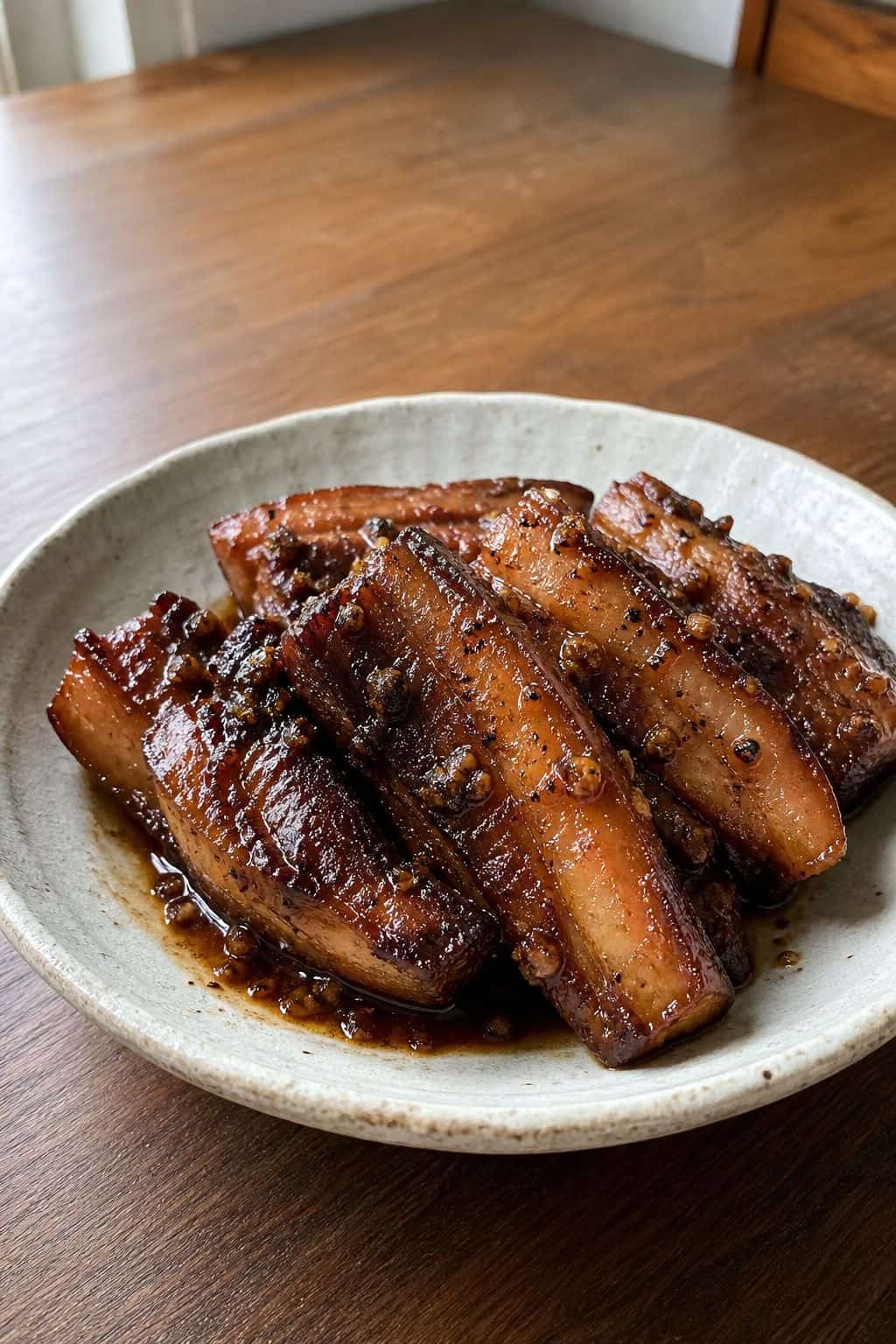 Sticky Asian style pork belly marinade recipe with caramelized soy garlic glaze