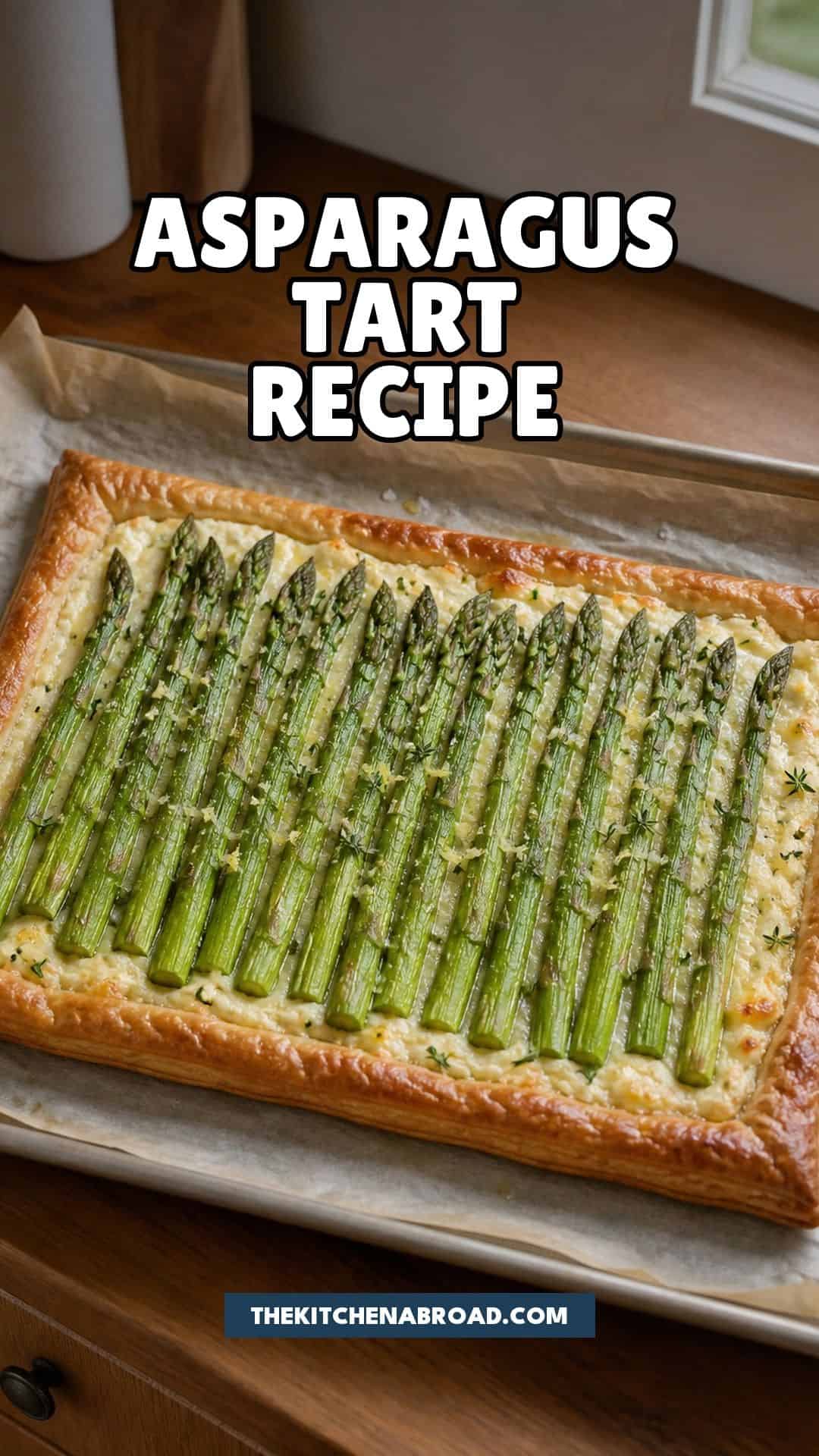 Asparagus Tart Recipe Asparagus tart recipe with puff pastry, cheese, lemon zest, and thyme