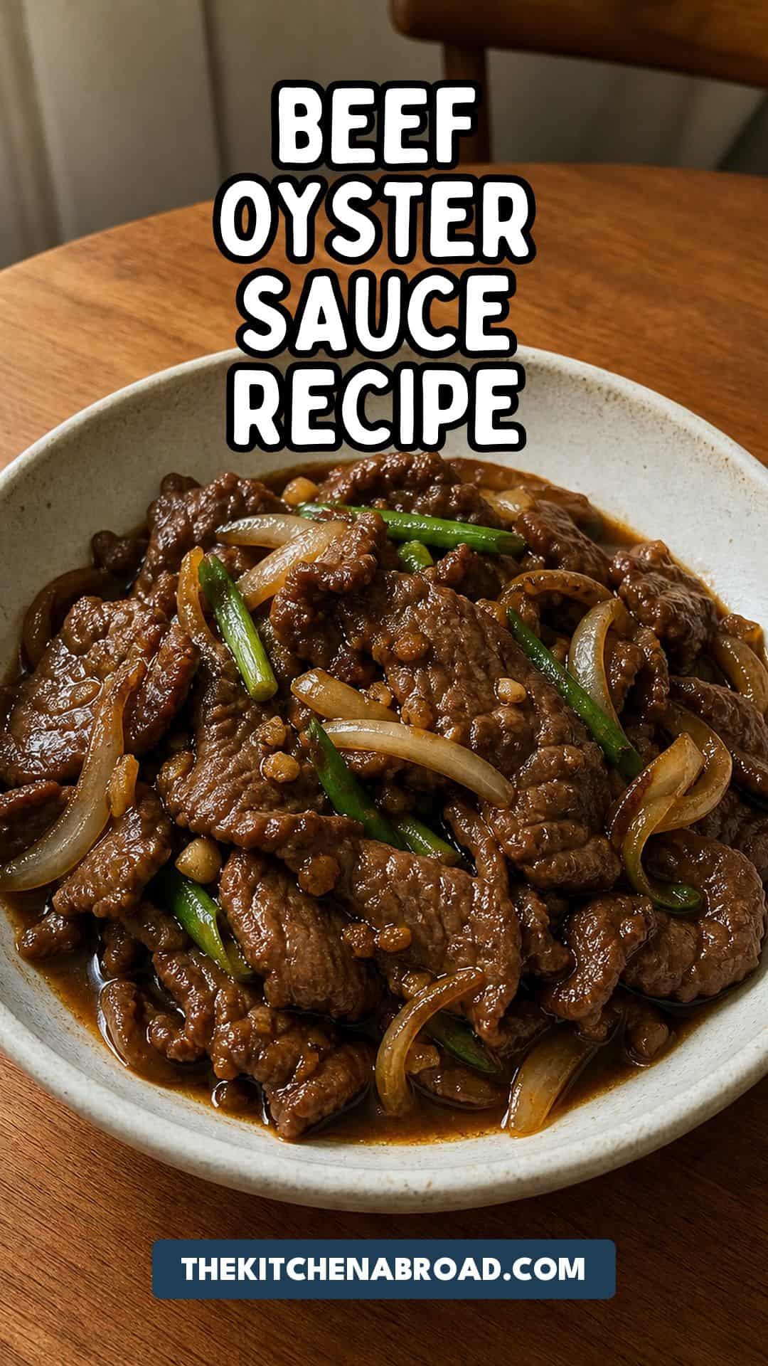 Beef in Oyster Sauce Recipe: Restaurant-Tender with the Baking Soda Secret Pinterest pin for beef in oyster sauce recipe