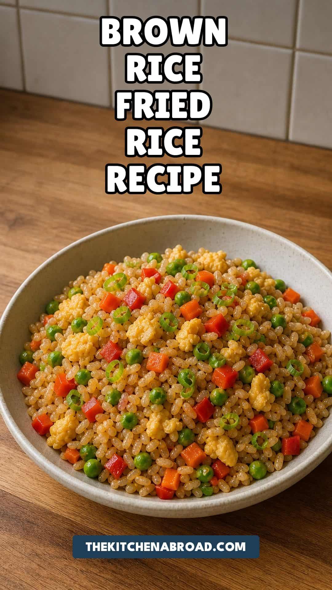 Brown Rice Fried Rice Recipe: Healthy, Ready in 15 Minutes Bowl of homemade brown rice fried rice with egg, carrot and scallions.