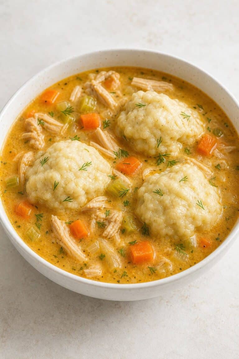 Tomato-Based Chicken and Dumpling Soup in 45 Minutes