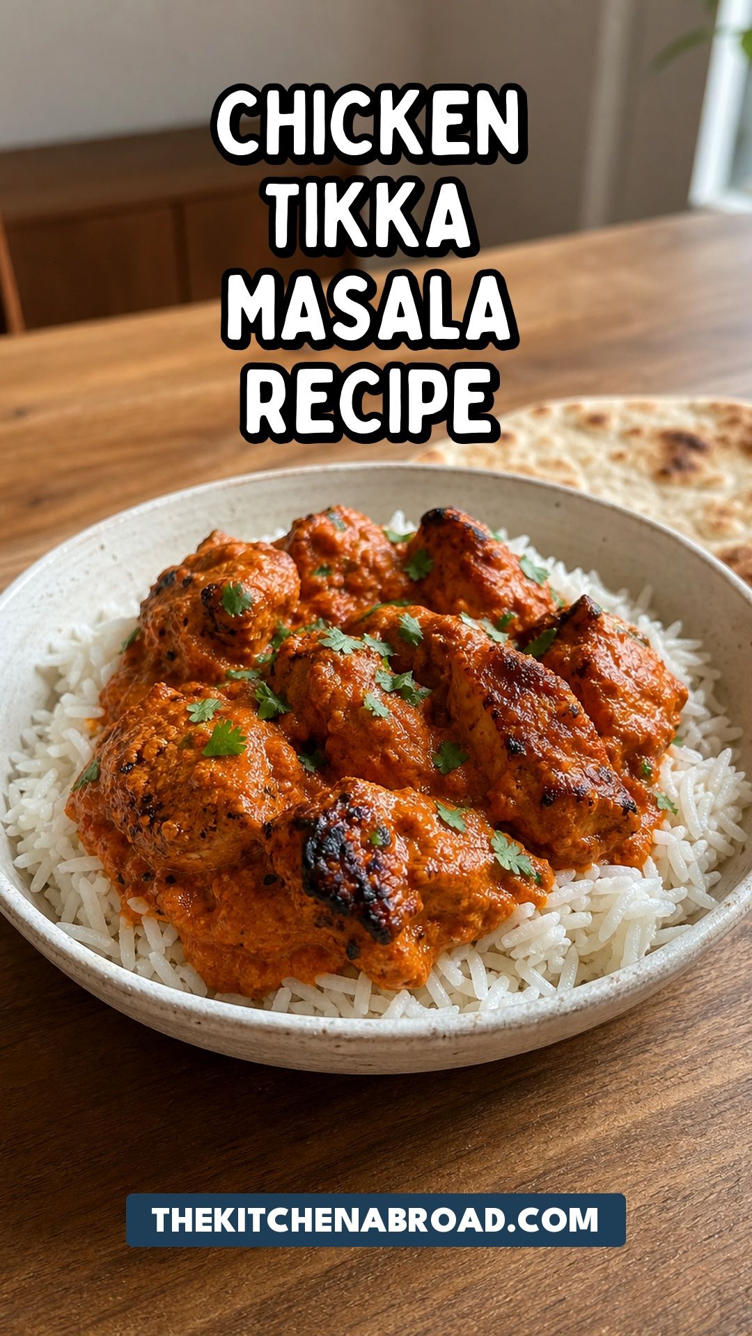Easy Chicken Tikka Masala (Yogurt Marinade, Restaurant Style) Pinterest pin for chicken tikka masala recipe
