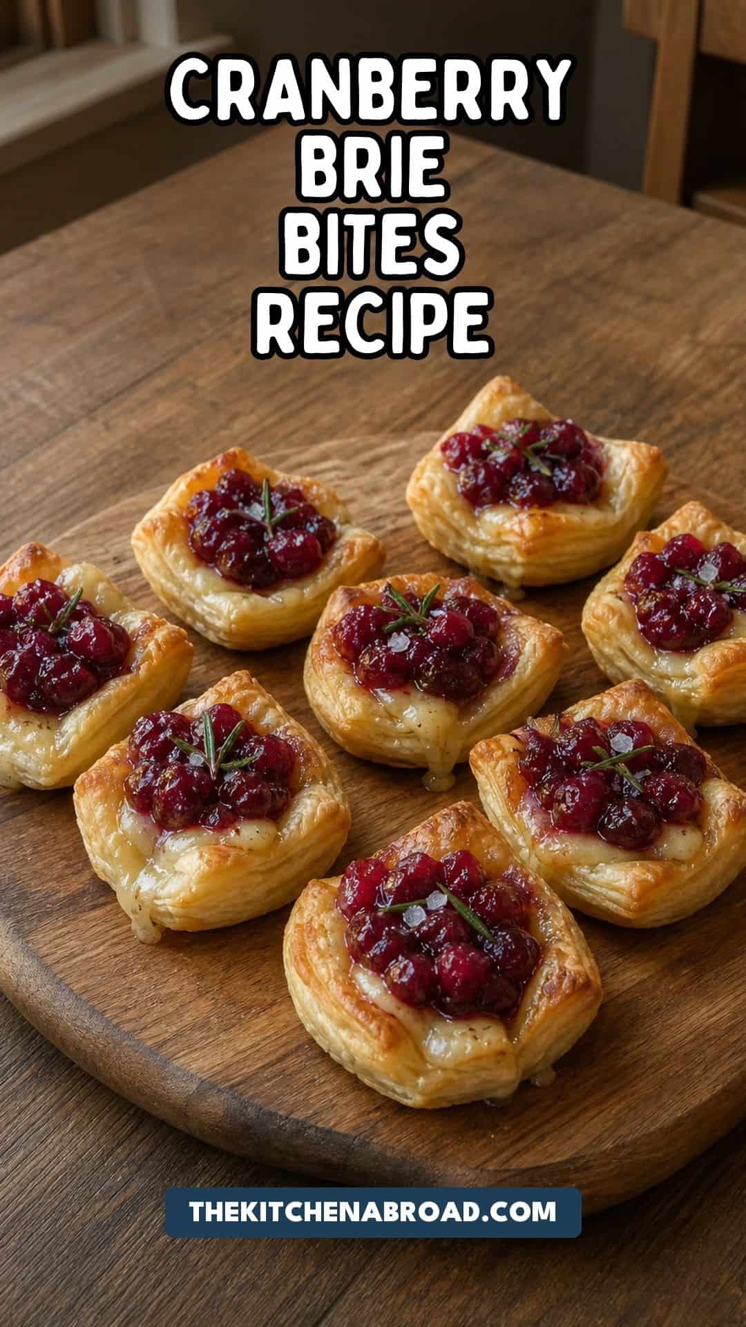 Cranberry Brie Bites Recipe Cranberry brie bites recipe with puff pastry, melted brie, and cranberry orange compote