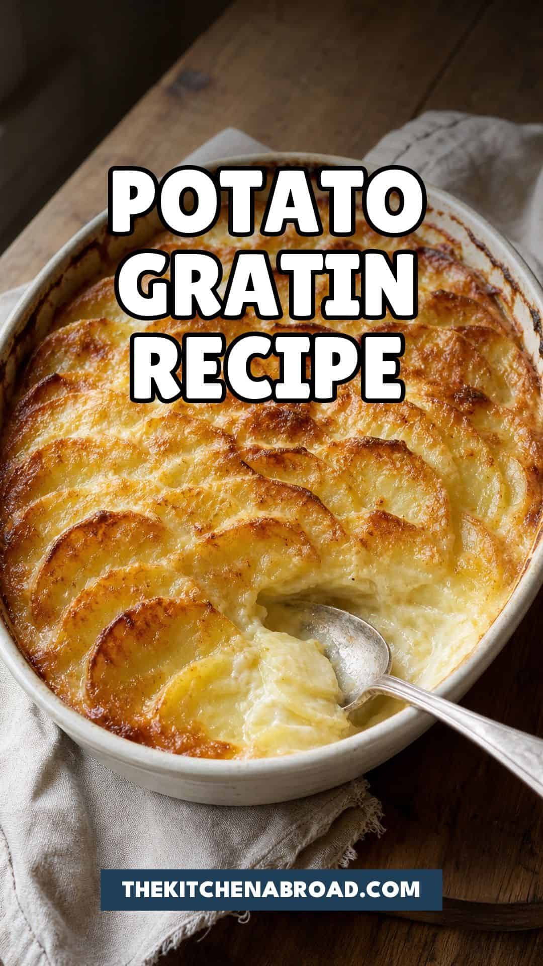 Creamy Potatoes au Gratin Recipe Pinterest pin for Creamy Potatoes au Gratin Recipe
