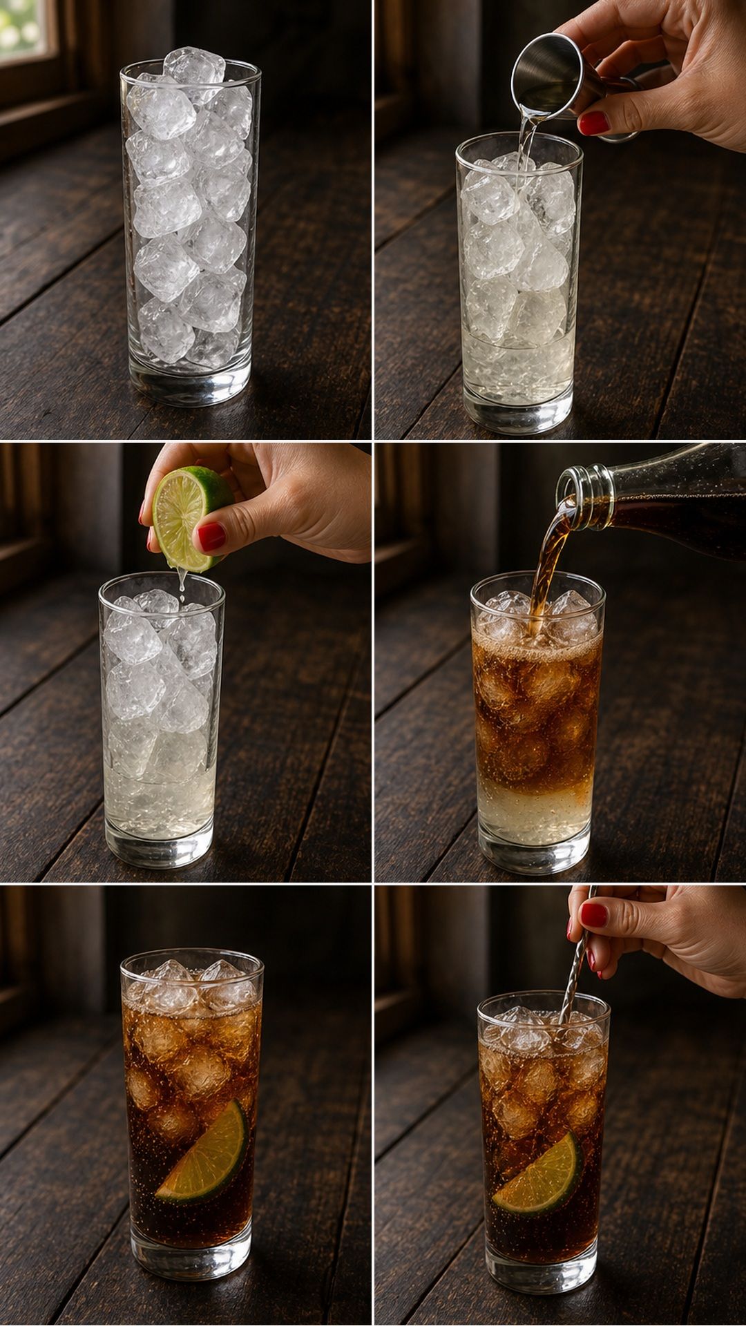 Cuba Libre Cocktail Recipe Step by step photos for making a Cuba Libre cocktail