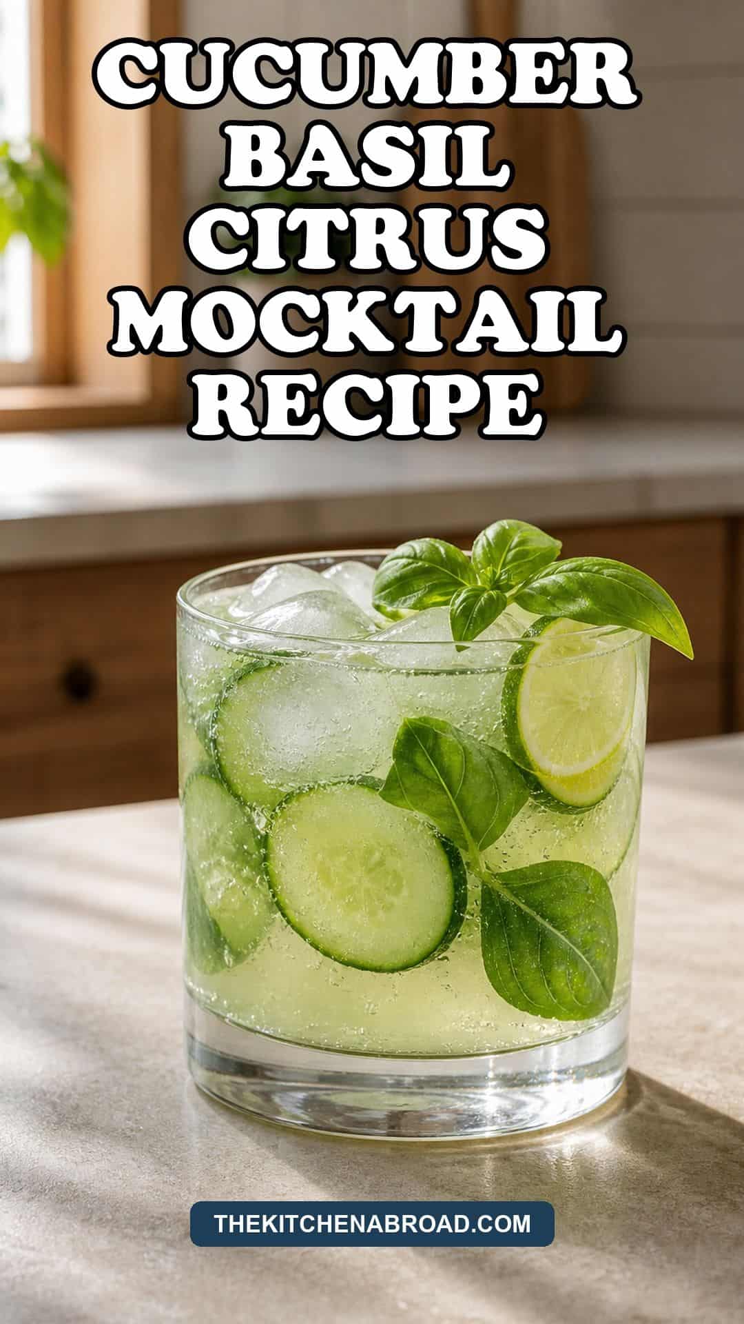 Cucumber Basil Citrus Mocktail Recipe Cucumber basil citrus mocktail recipe with cucumber slices, basil, lime, ice, and sparkling water