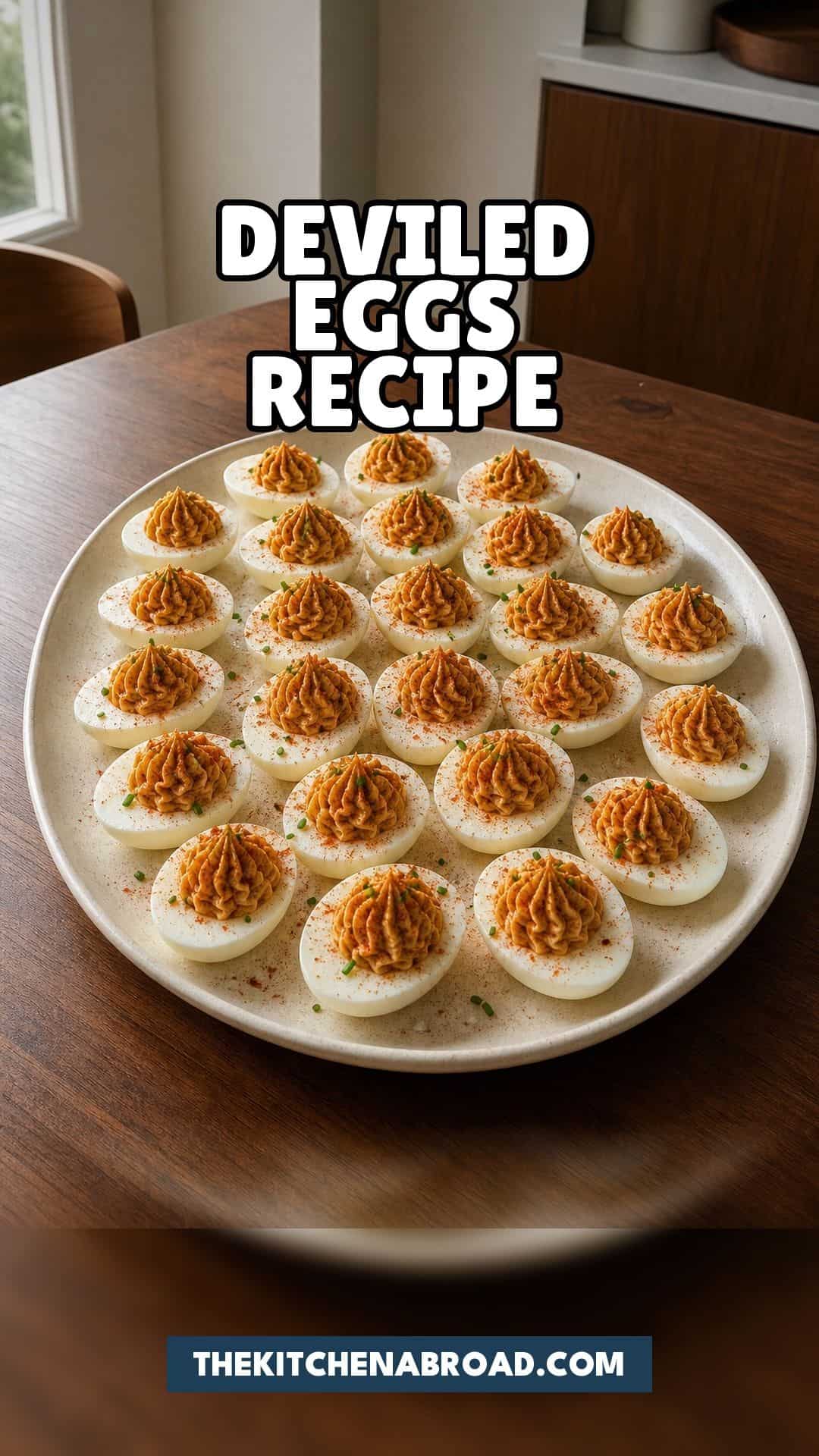 Deviled Eggs with Smoked Paprika Recipe Deviled eggs with smoked paprika recipe pin showing creamy deviled eggs on a rustic plate.