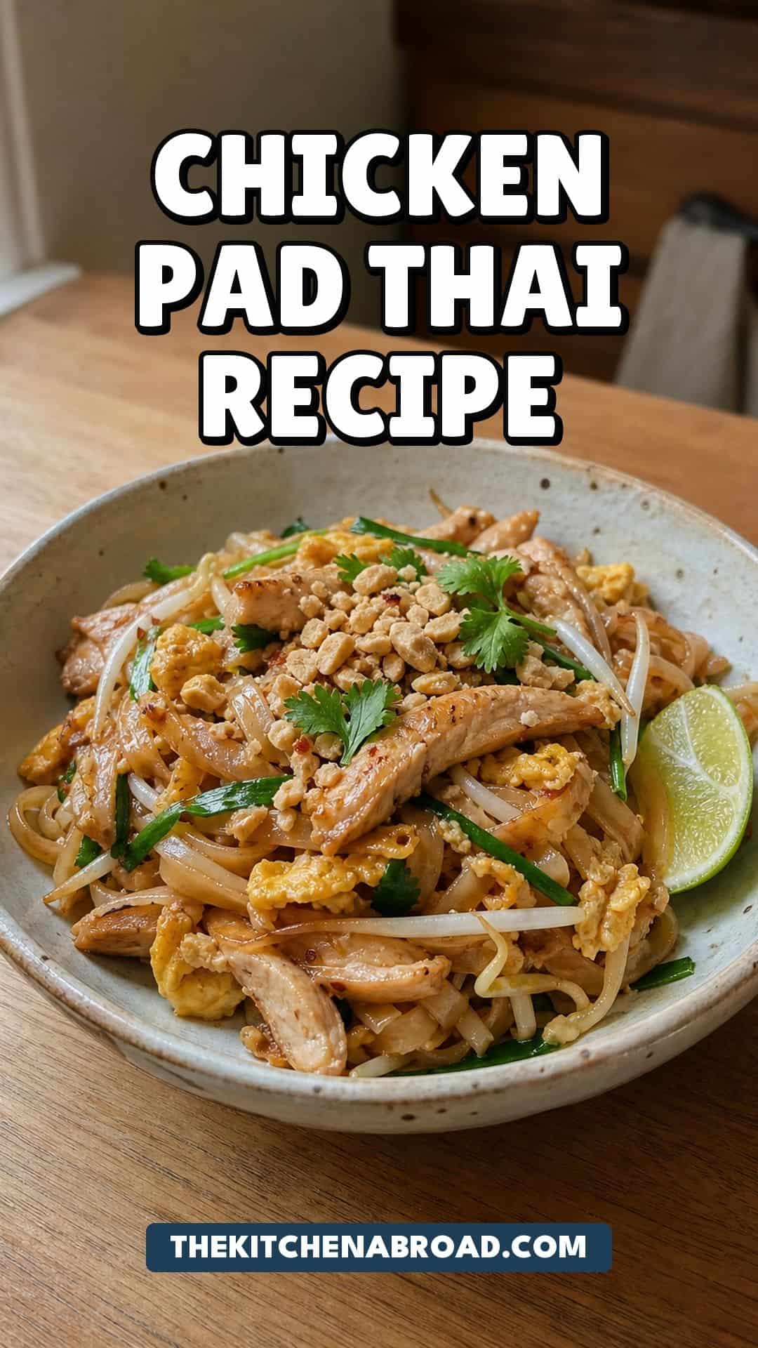 Pinterest pin for Easy Chicken Pad Thai (Tamarind Sauce, 25 Minutes)
