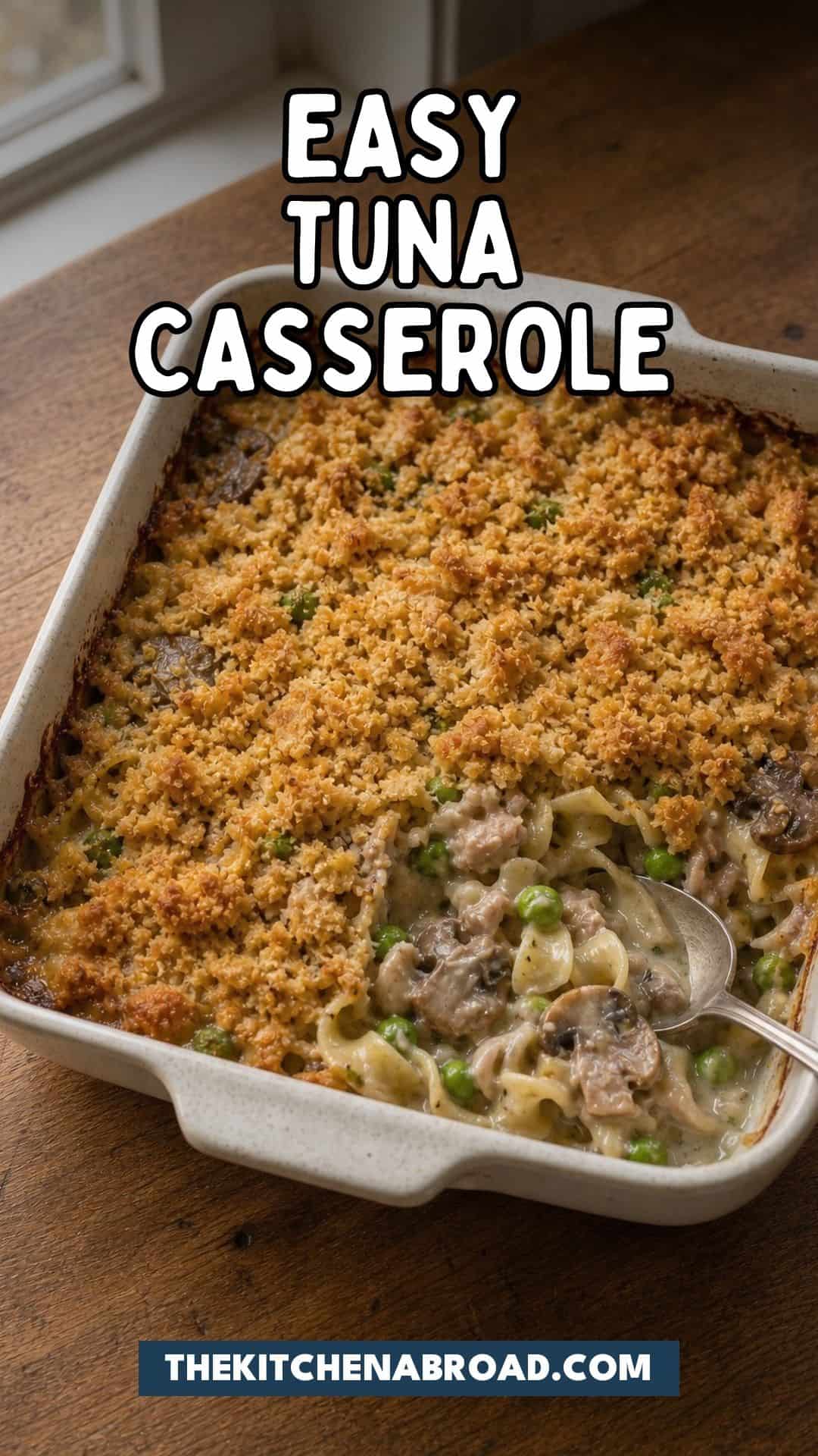 Pinterest pin for Easy Tuna Casserole (From-Scratch Sauce, No Canned Soup)