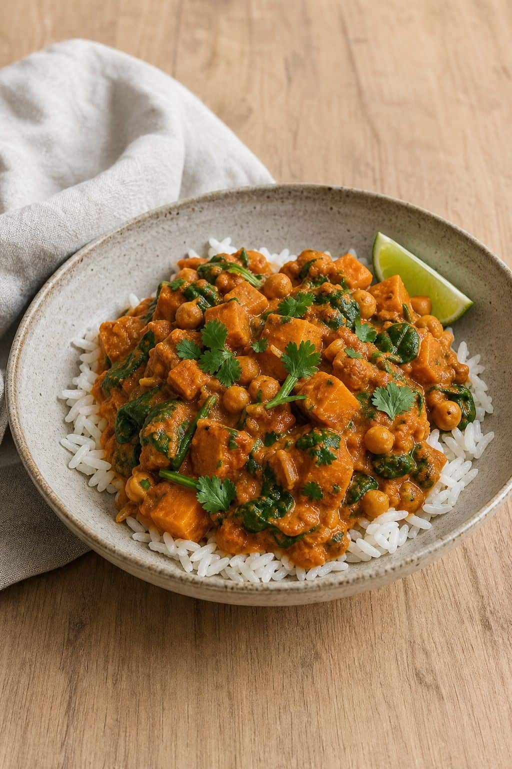 Easy Vegetable Curry (Coconut Milk, 30 Minutes) Easy vegetable curry in a rustic bowl with vegetables in a warm curry sauce.