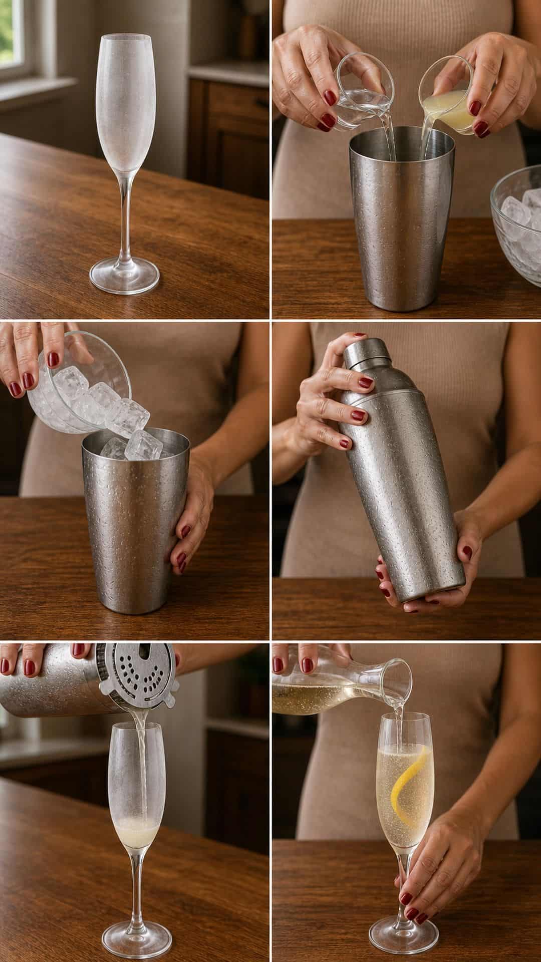French 75 Cocktail Recipe Step by step photos for making a French 75 cocktail