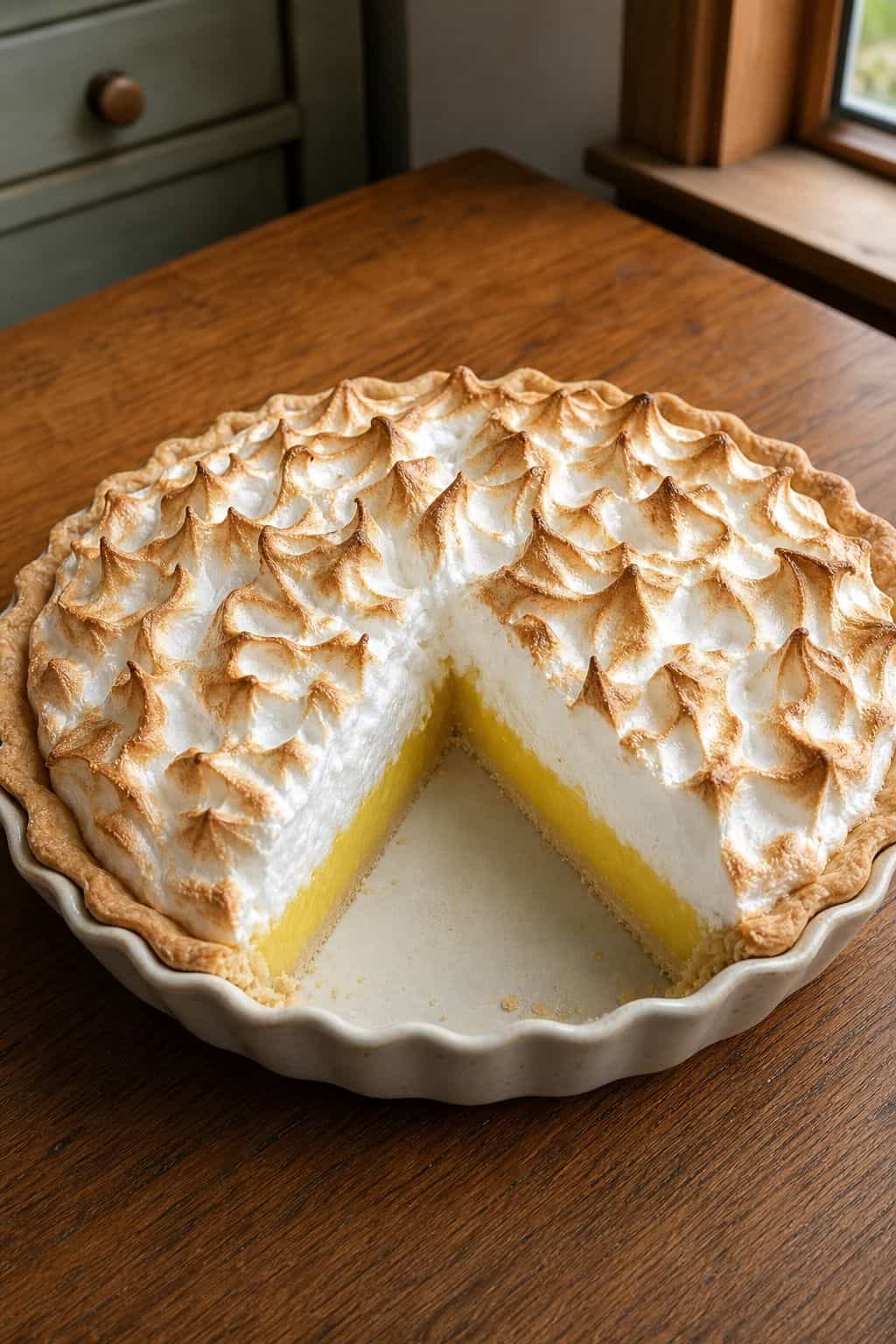 Lemon Meringue Pie Recipe Homemade lemon meringue pie with toasted meringue peaks, lemon curd filling, and flaky butter crust