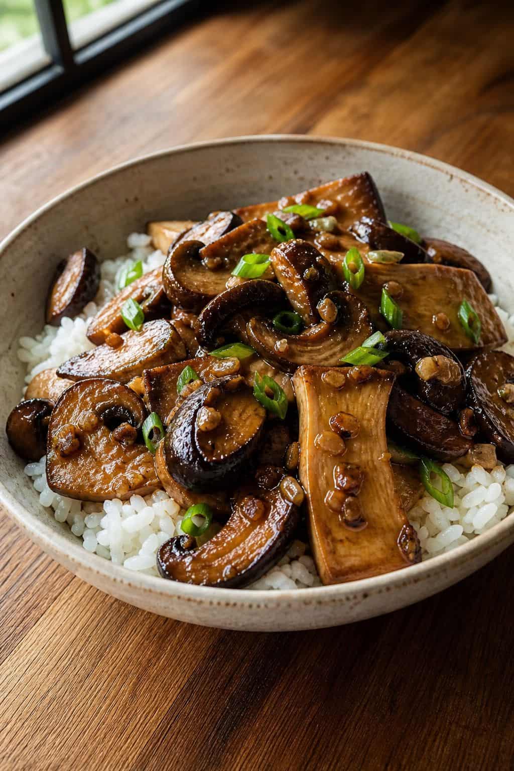Mushroom with Oyster Sauce Recipe That Uses the 3-Mushroom Trick for Deep Flavor Mushroom with oyster sauce served over jasmine rice with scallion greens.