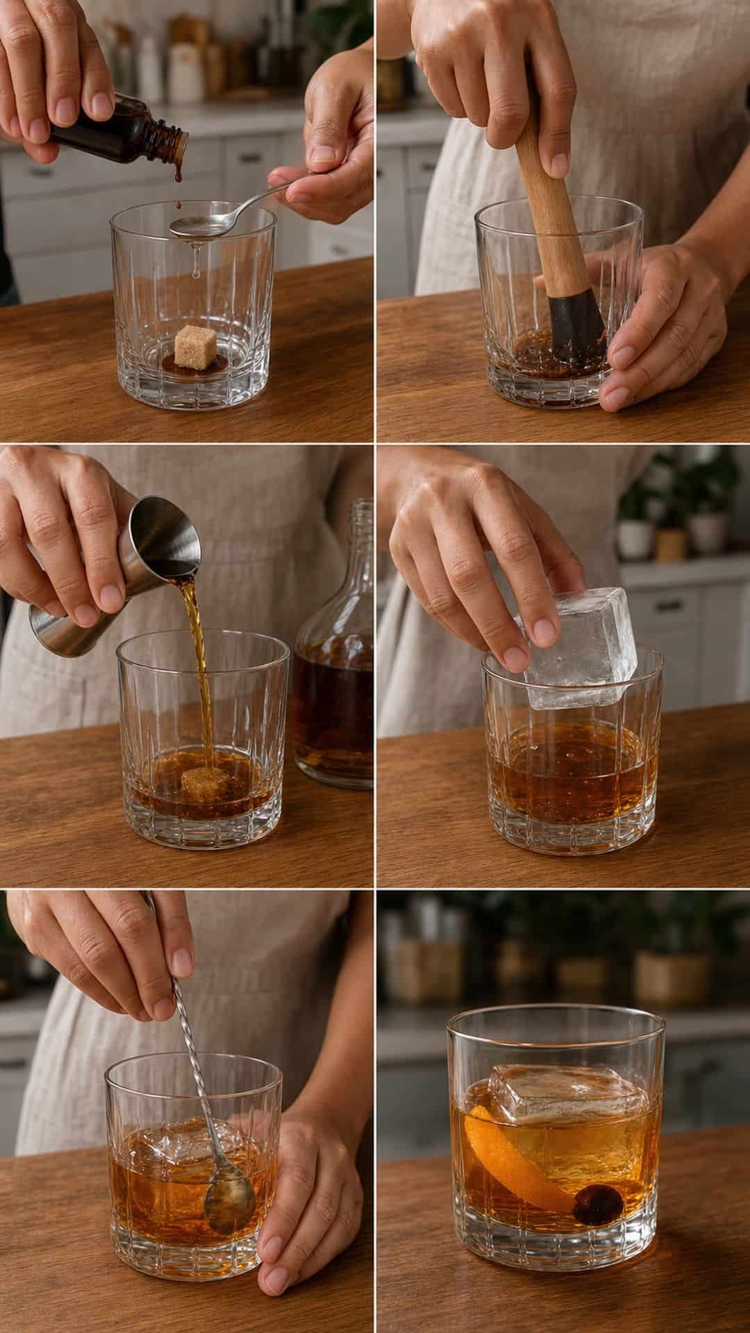 Old Fashioned Cocktail Recipe Step by step photos for making an Old Fashioned cocktail