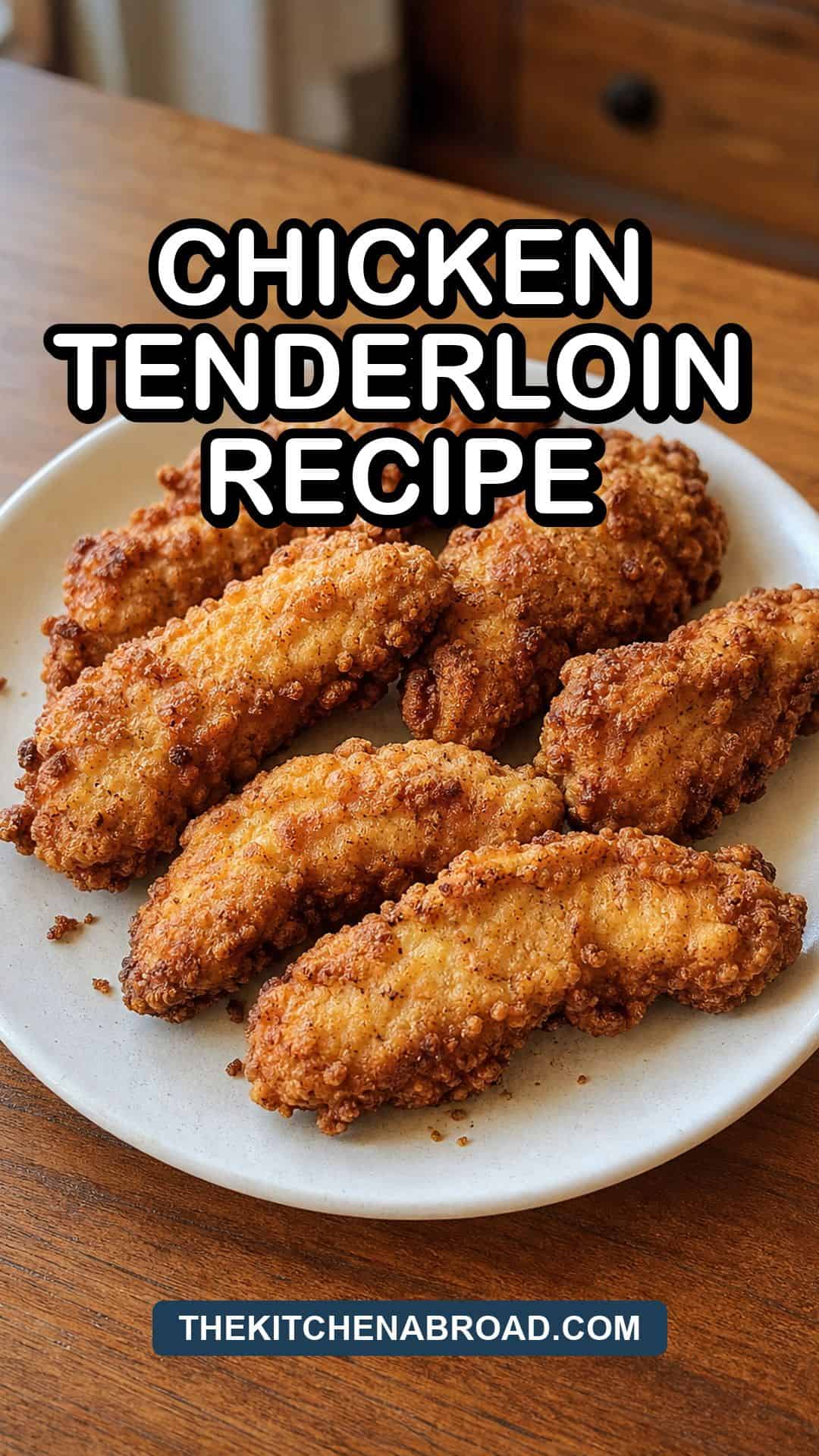 Pinterest pin for crispy pan-fried chicken tenderloin recipe