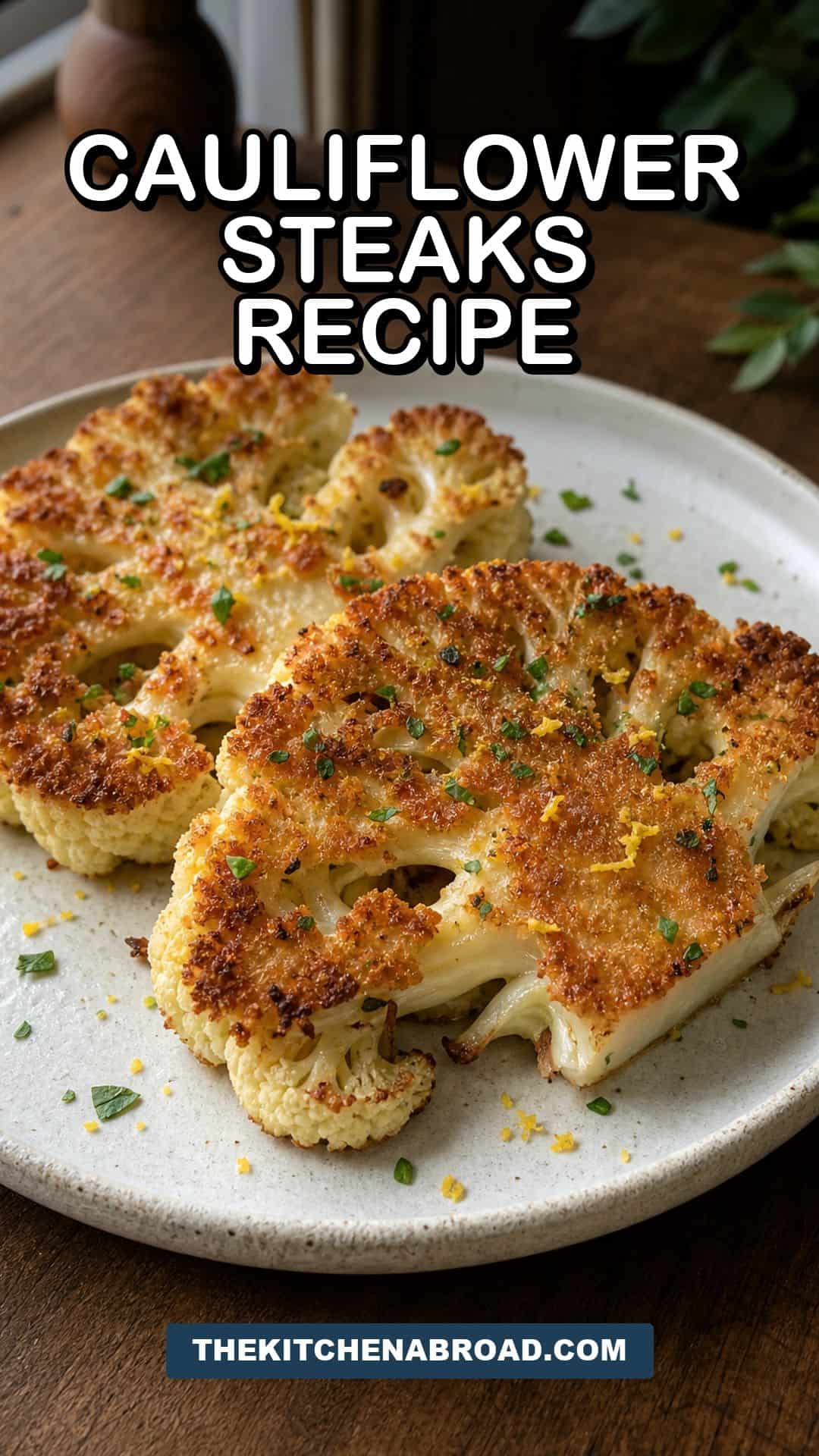 Parmesan Cauliflower Steaks Recipe (Crispy, Roasted) Parmesan cauliflower steaks recipe pin
