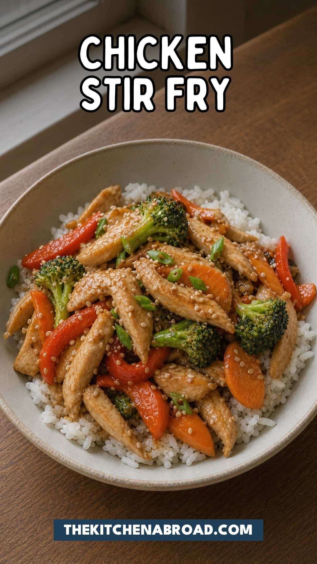 Quick and Easy Chicken Stir-Fry (Velveted, 20 Minutes) Pinterest pin for Quick and Easy Chicken Stir-Fry (Velveted, 20 Minutes)