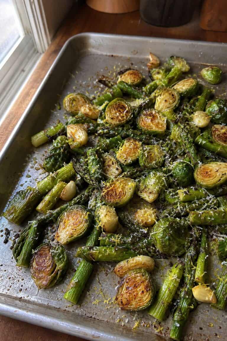 Roasted Asparagus and Brussels Sprouts Recipe (One Pan, 30 Minutes)