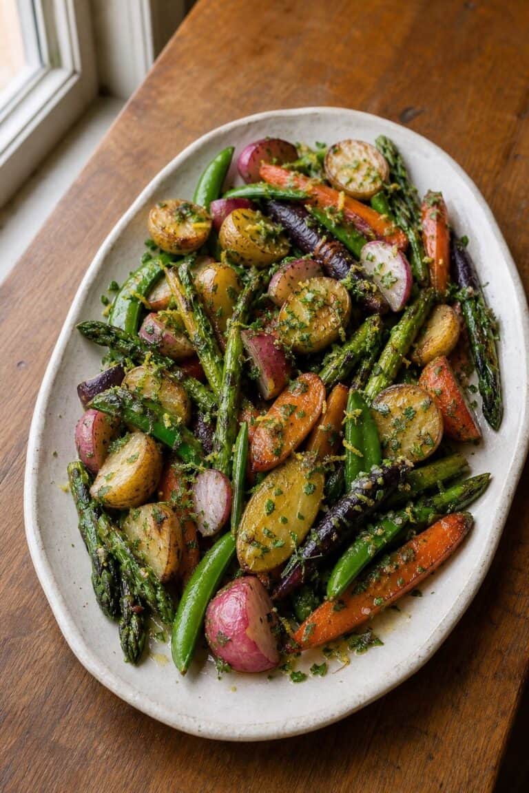 Roasted Spring Vegetables with Lemon-Herb Drizzle
