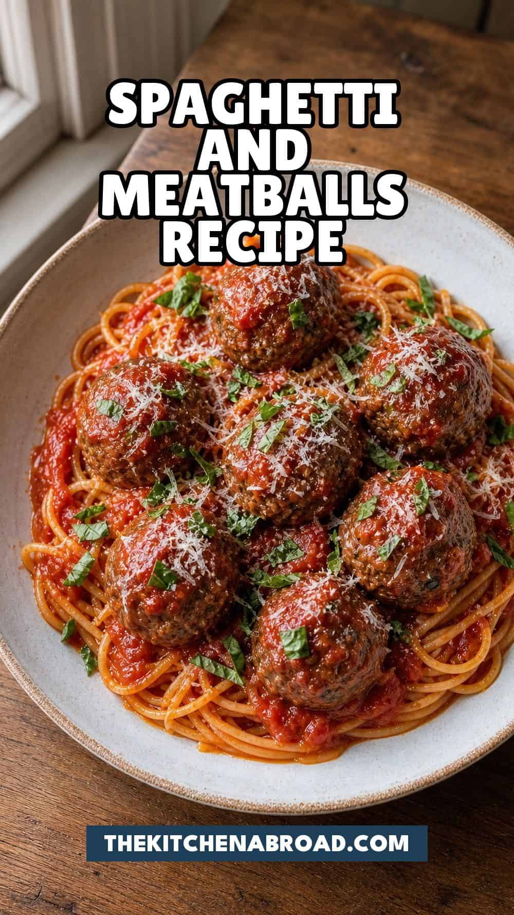 Spaghetti and Meatballs (Tender Meatballs, Real Sauce) Pinterest pin for Spaghetti and Meatballs (Tender Meatballs, Real Sauce)