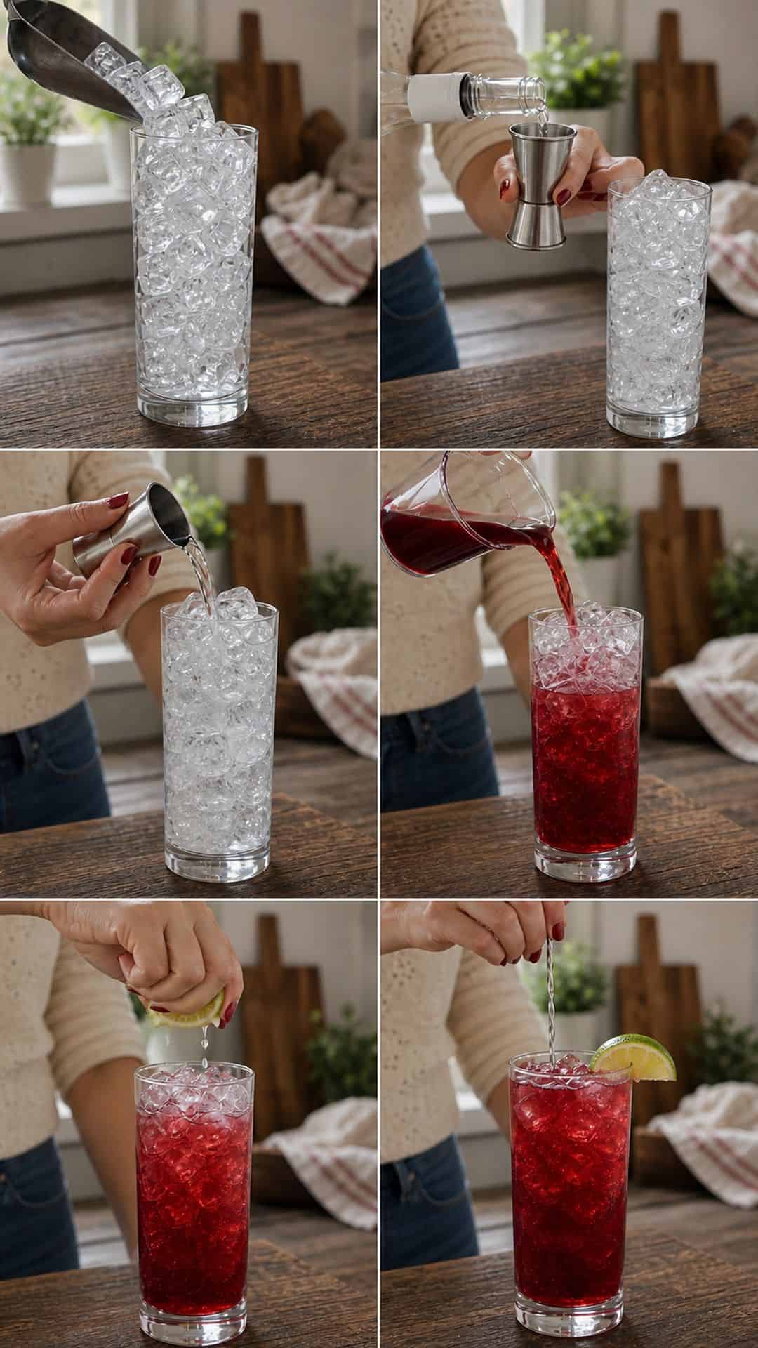 Vodka Cranberry Cocktail Step by step photos for making a vodka cranberry cocktail