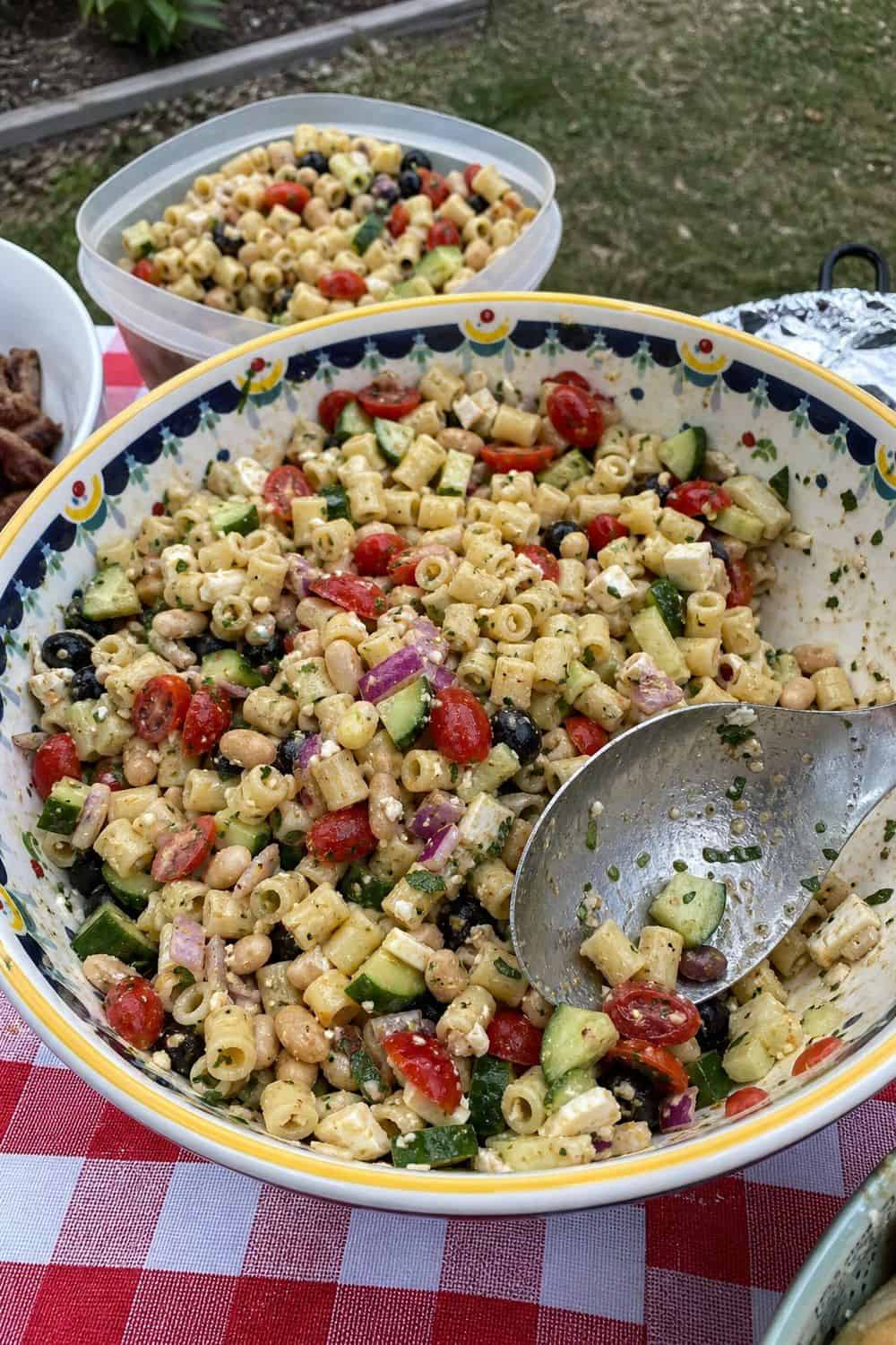 25 Backyard BBQ Food Ideas for a Crowd-Pleasing Summer Menu 8. Big Pasta Salad That Holds Up Outside for backyard BBQ food ideas