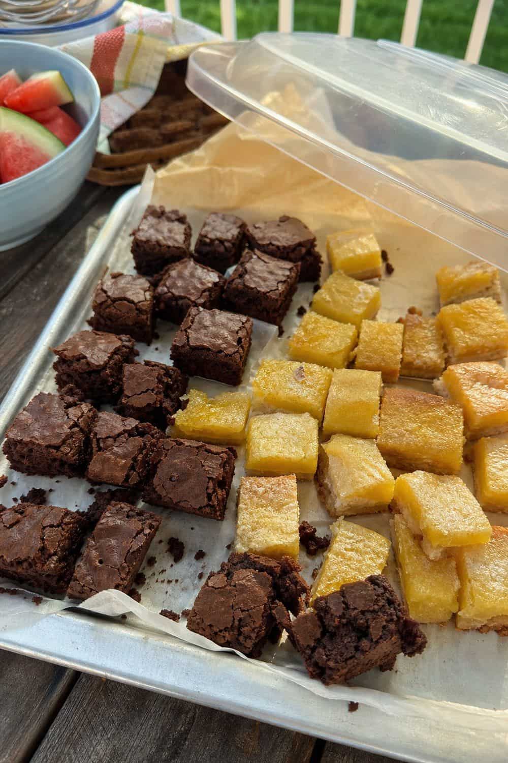 25 Backyard BBQ Food Ideas for a Crowd-Pleasing Summer Menu 24. Brownies or Lemon Bars on a Dessert Tray for backyard BBQ food ideas