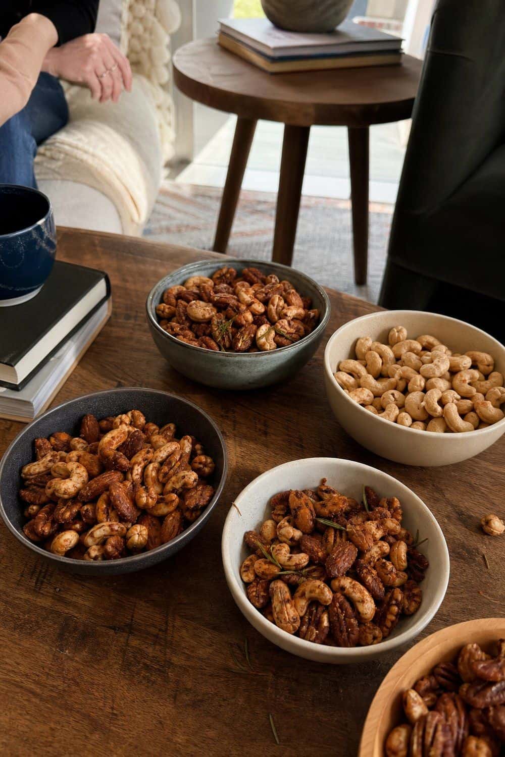 25 Book Club Food Ideas for Easy Conversation and Snacking 7. Put Sweet and Spicy Nuts in Small Bowls for book club food ideas