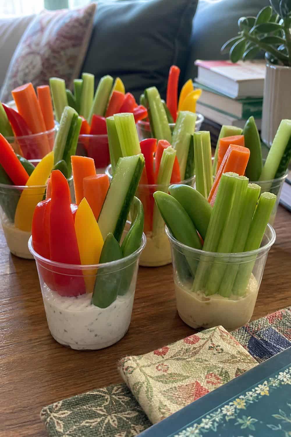 25 Book Club Food Ideas for Easy Conversation and Snacking 12. Prepare Crudite Cups With Dip for book club food ideas