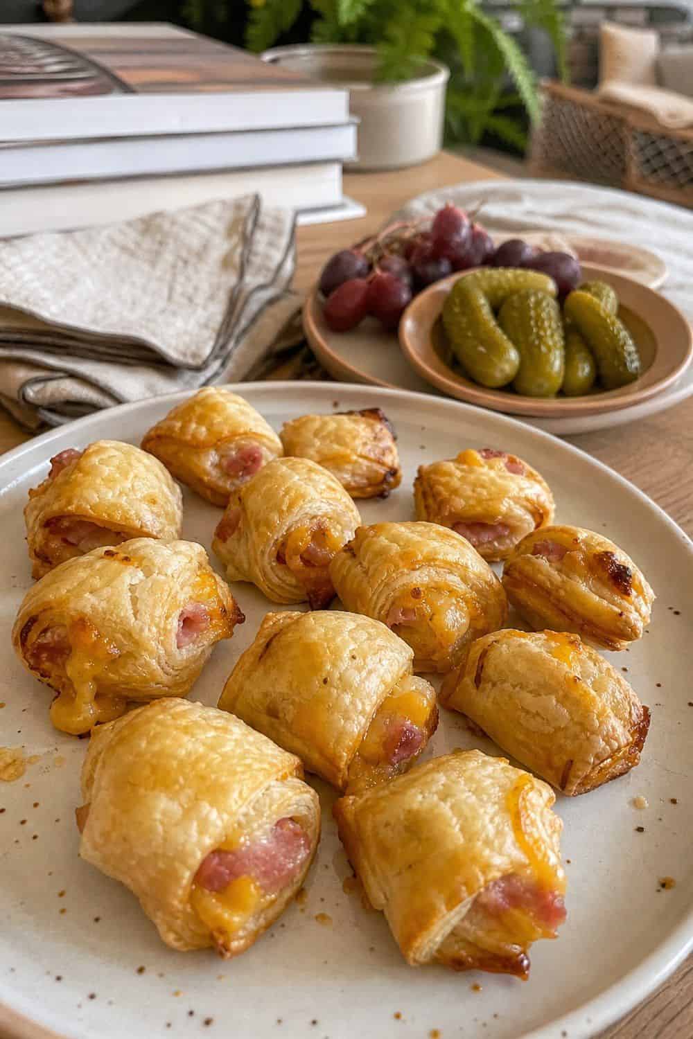 25 Book Club Food Ideas for Easy Conversation and Snacking 13. Make Ham and Cheese Puff Pastry Bites for book club food ideas
