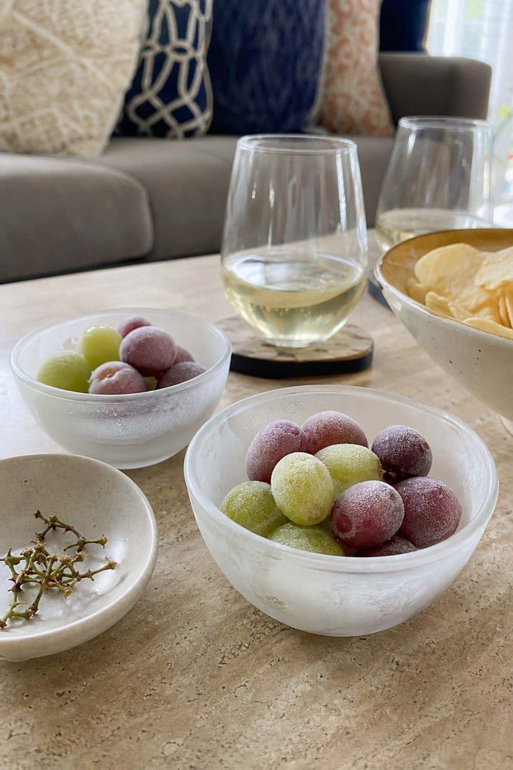 25 Book Club Food Ideas for Easy Conversation and Snacking 20. Serve Frozen Grapes in Chilled Bowls for book club food ideas