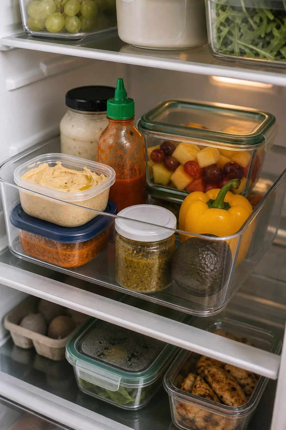 25 Fridge Organization Ideas for Less Food Waste 10. Eye-Level Eat-First Bin fridge organization idea for less food waste