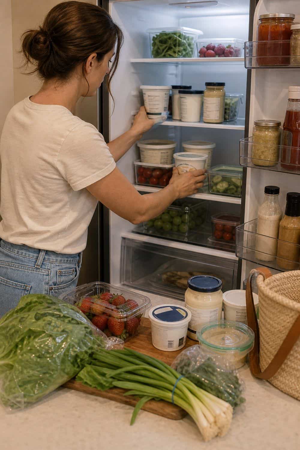 25 Fridge Organization Ideas for Less Food Waste 23. Date Checks While Unloading Groceries fridge organization idea for less food waste