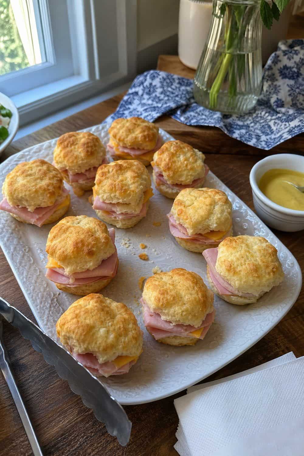 25 Graduation Brunch Hosting Ideas for an Open-House Crowd graduation brunch hosting ideas 04 serve mini ham biscuit sandwiches