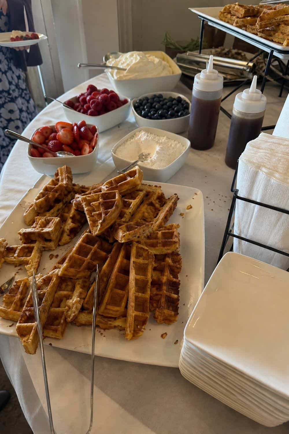 25 Graduation Brunch Hosting Ideas for an Open-House Crowd graduation brunch hosting ideas 07 build a waffle stick bar