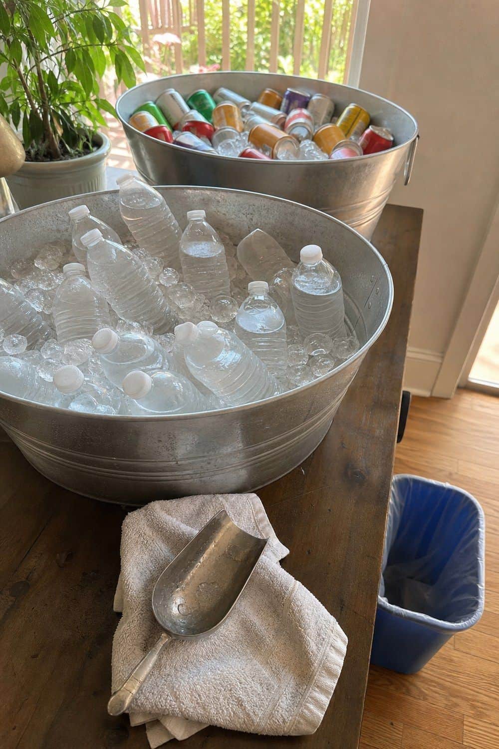 25 Graduation Brunch Hosting Ideas for an Open-House Crowd graduation brunch hosting ideas 17 keep water and cans in ice buckets