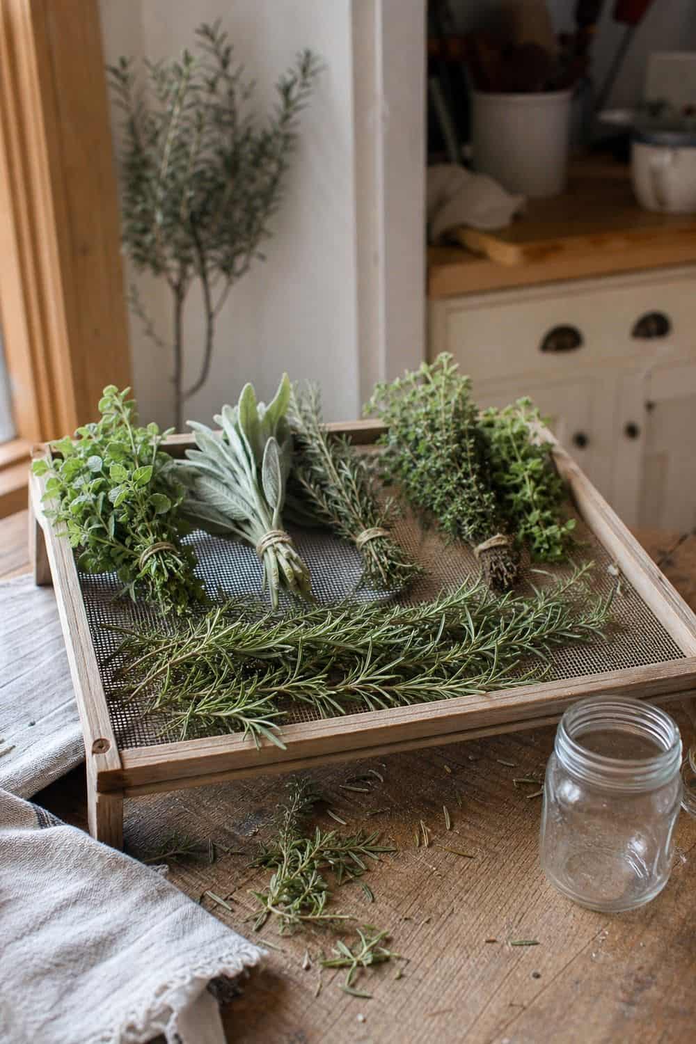 20 Herb Storage Ideas That Keep Food Fresh 15. Dry Woody Herbs on a Rack for 20 Herb Storage Ideas That Keep Food Fresh