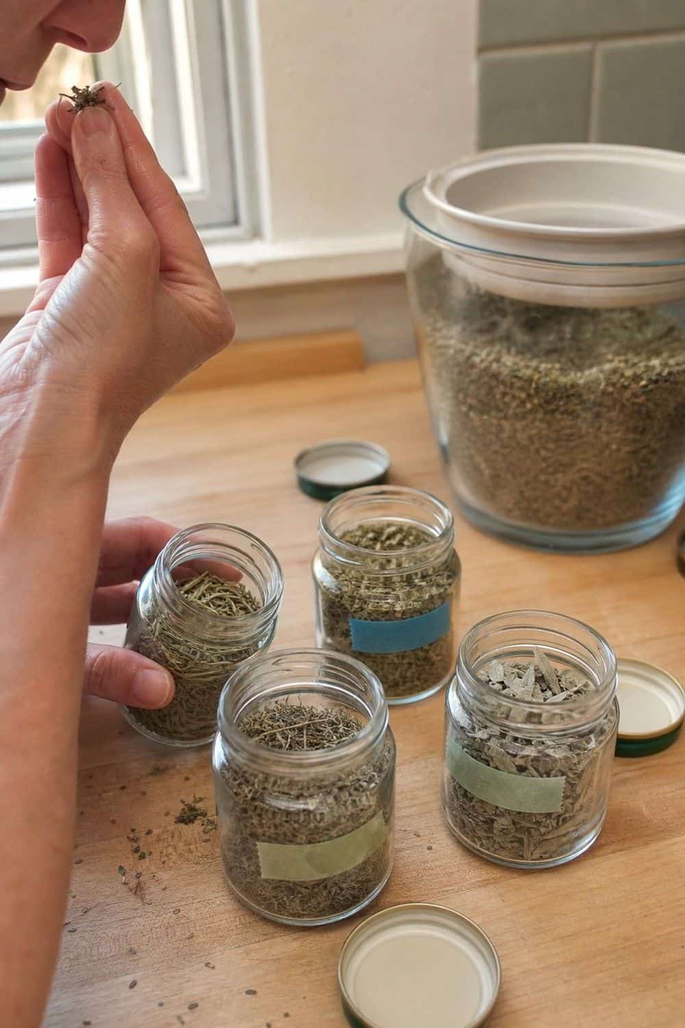 20 Herb Storage Ideas That Keep Food Fresh 17. Store Dried Herbs in Small Jars for 20 Herb Storage Ideas That Keep Food Fresh