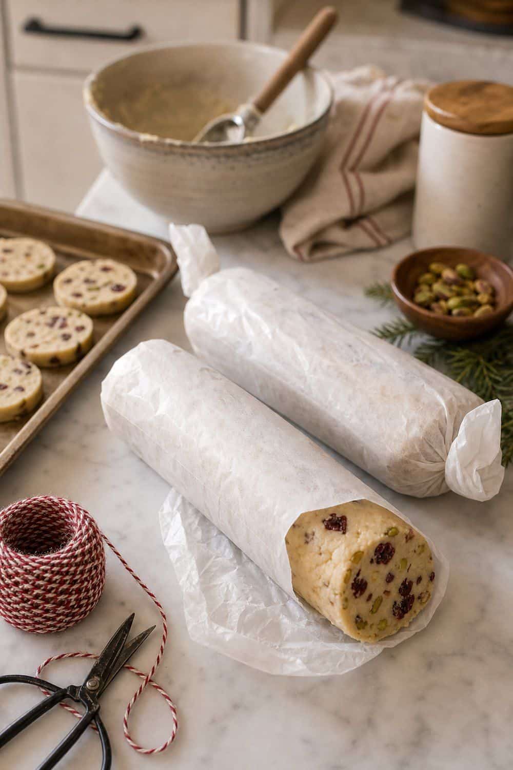 20 Holiday Freezer Prep Ideas That Make Life Easier Wrapped Slice-and-Bake Cookie Logs for holiday freezer prep