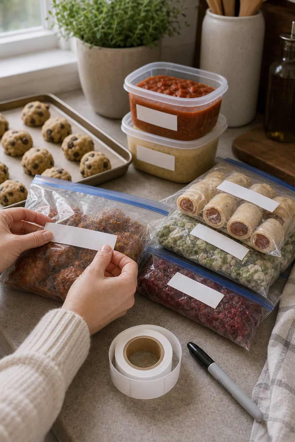 20 Holiday Freezer Prep Ideas That Make Life Easier Freezer Labels With Thaw and Bake Notes for holiday freezer prep