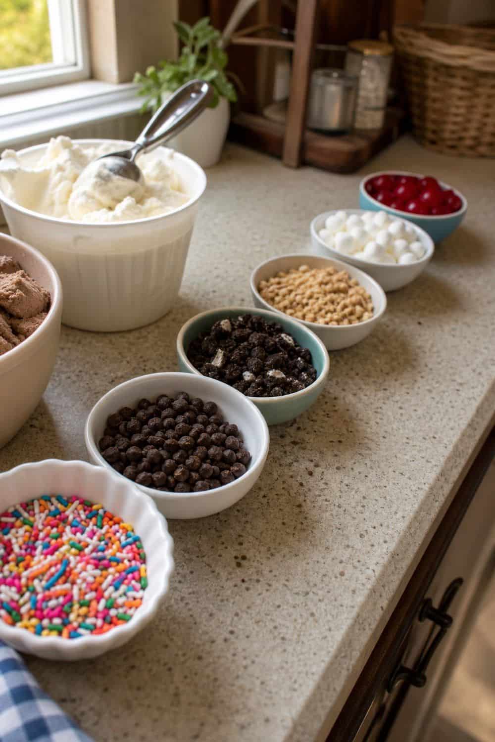25 Ice Cream Bar Ideas for a Fun Self-Serve Dessert Table 4. Create a Classic Sundae Topping Row setup for an ice cream bar