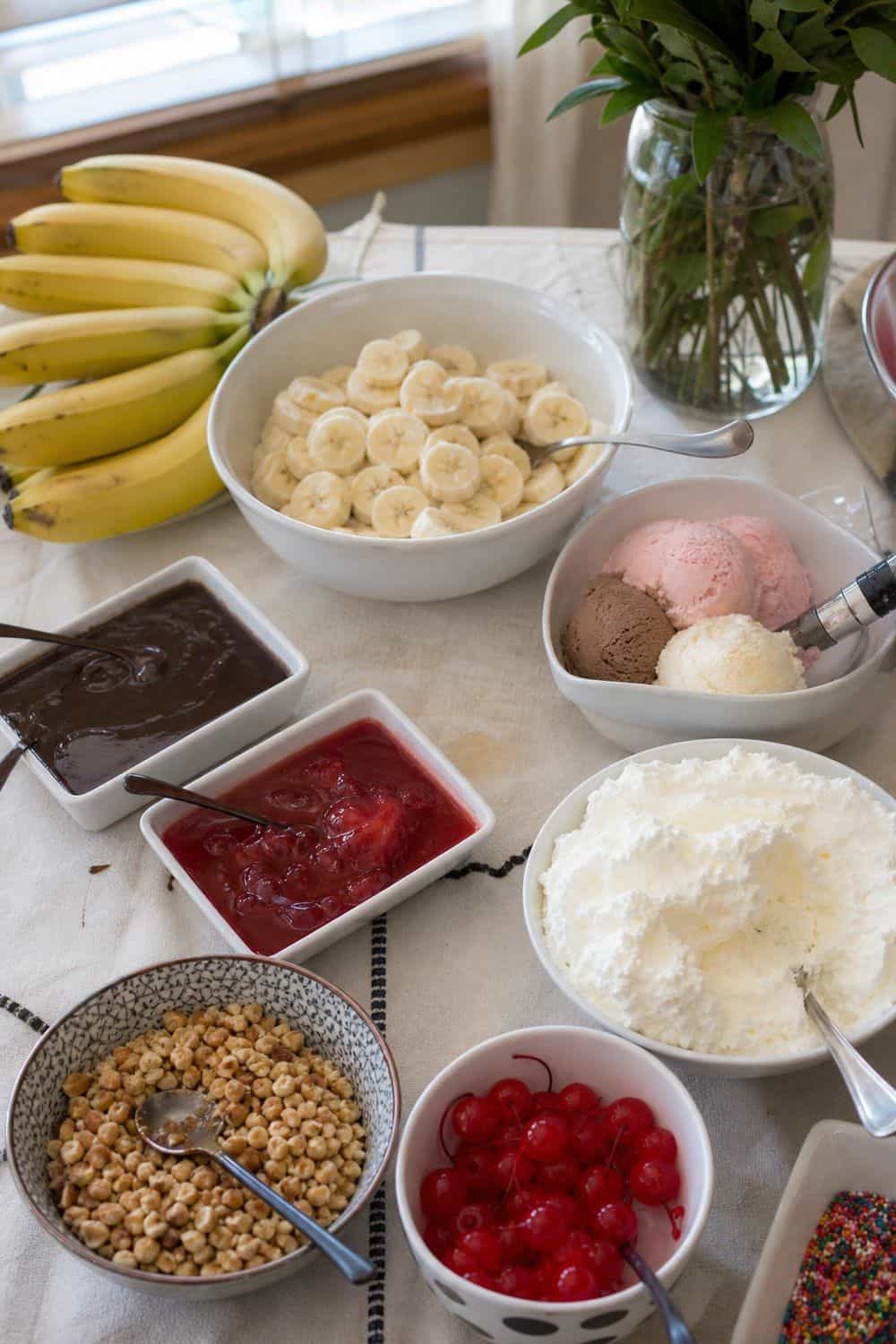 25 Ice Cream Bar Ideas for a Fun Self-Serve Dessert Table 10. Make a Banana Split Station setup for an ice cream bar