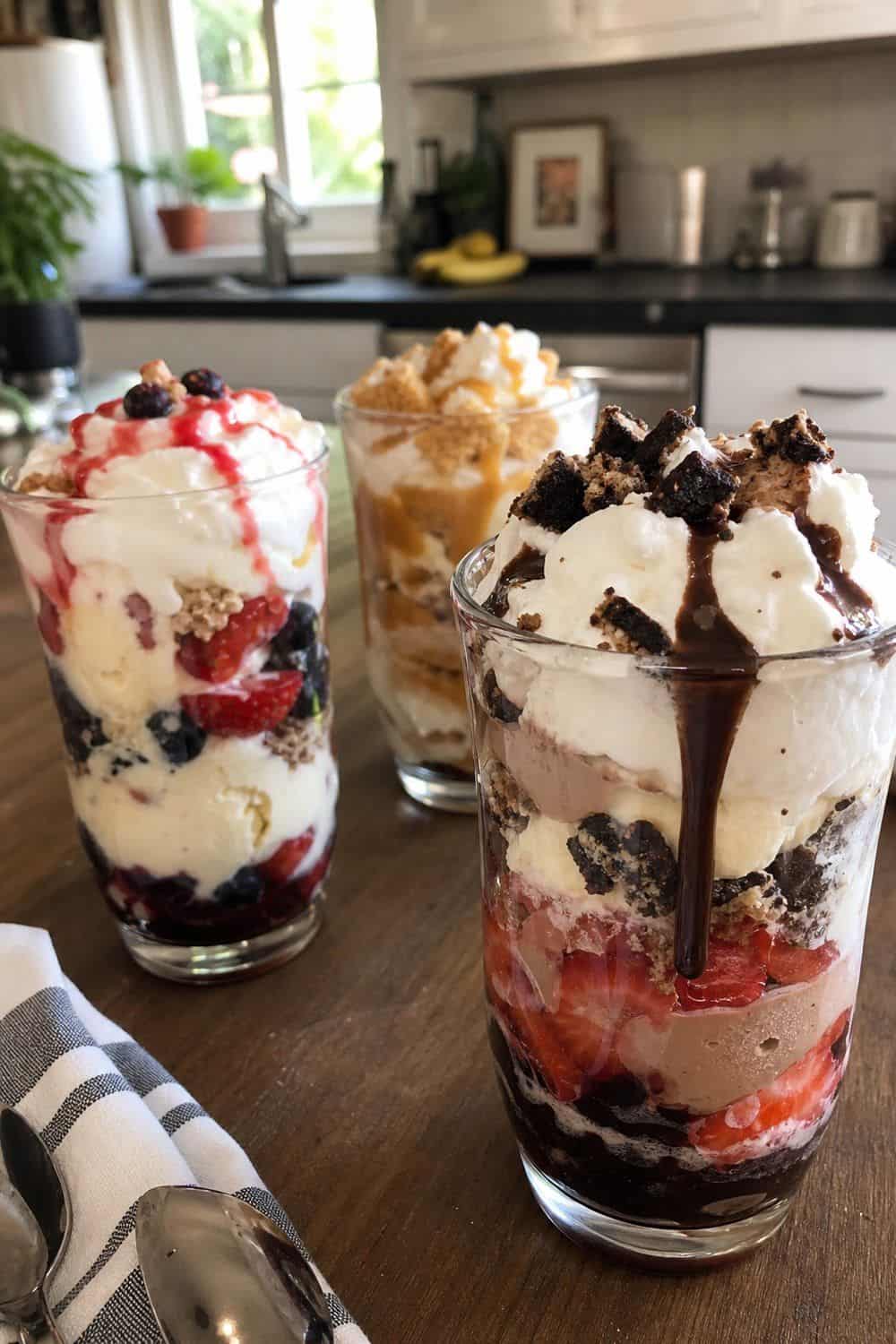25 Ice Cream Bar Ideas for a Fun Self-Serve Dessert Table 20. Use Parfait Glasses for Layered Sundaes setup for an ice cream bar