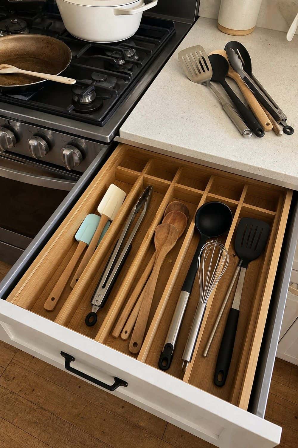 kitchen drawer organization section 04 long dividers for cooking utensils