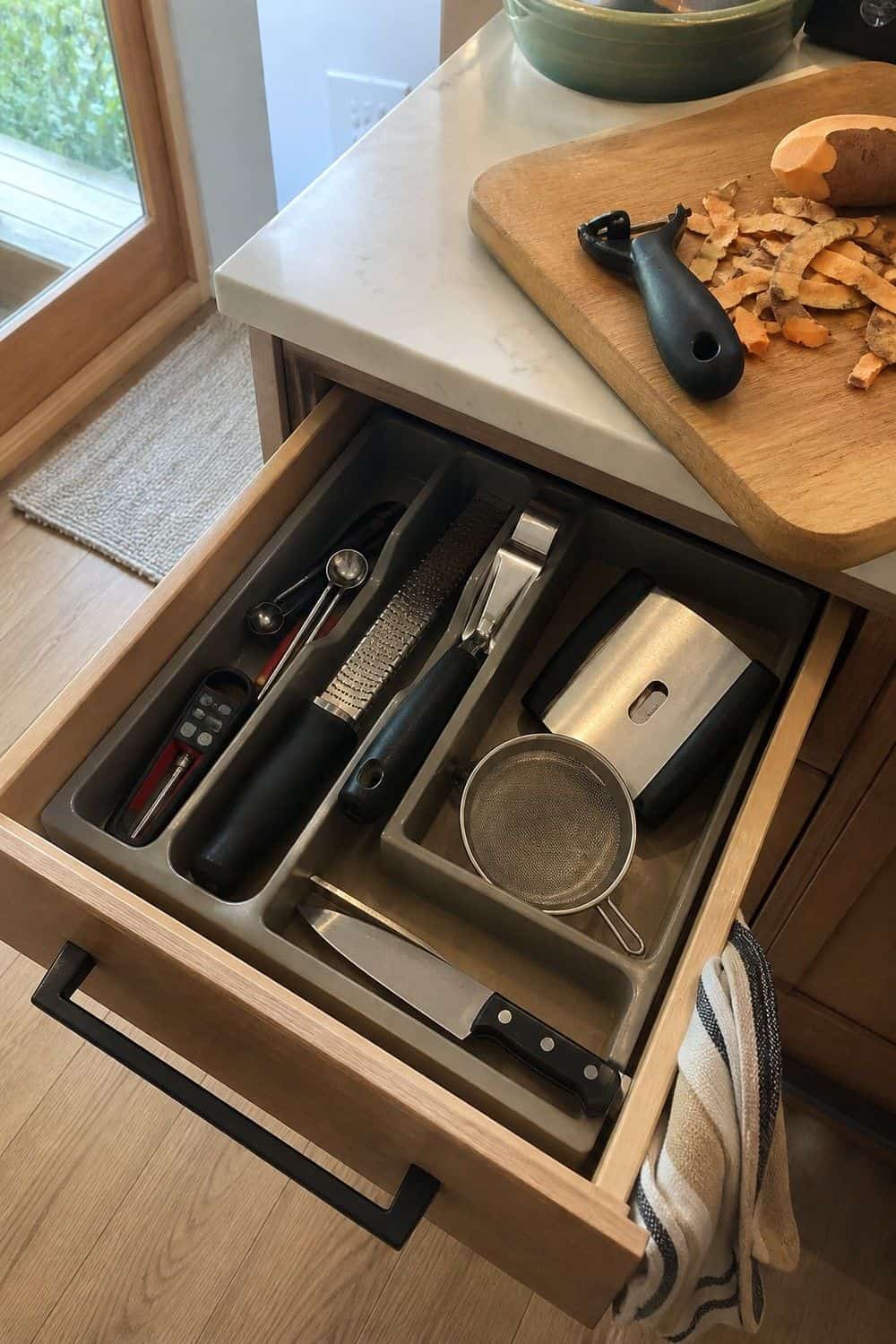 kitchen drawer organization section 05 prep tool drawer near the cutting board