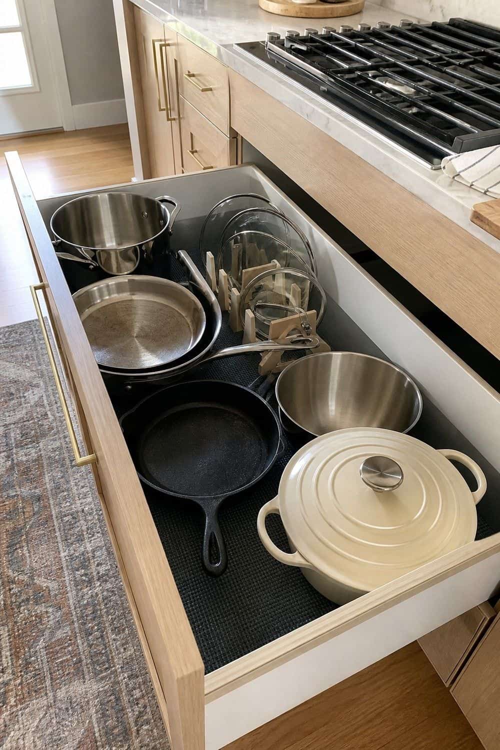 kitchen drawer organization section 13 deep drawers for pots and pans