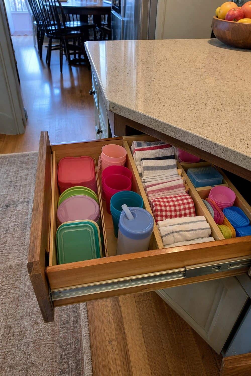 kitchen drawer organization section 16 kids cups and lunch items low